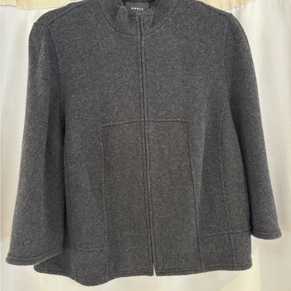 Akris Charcoal Cape Jacket